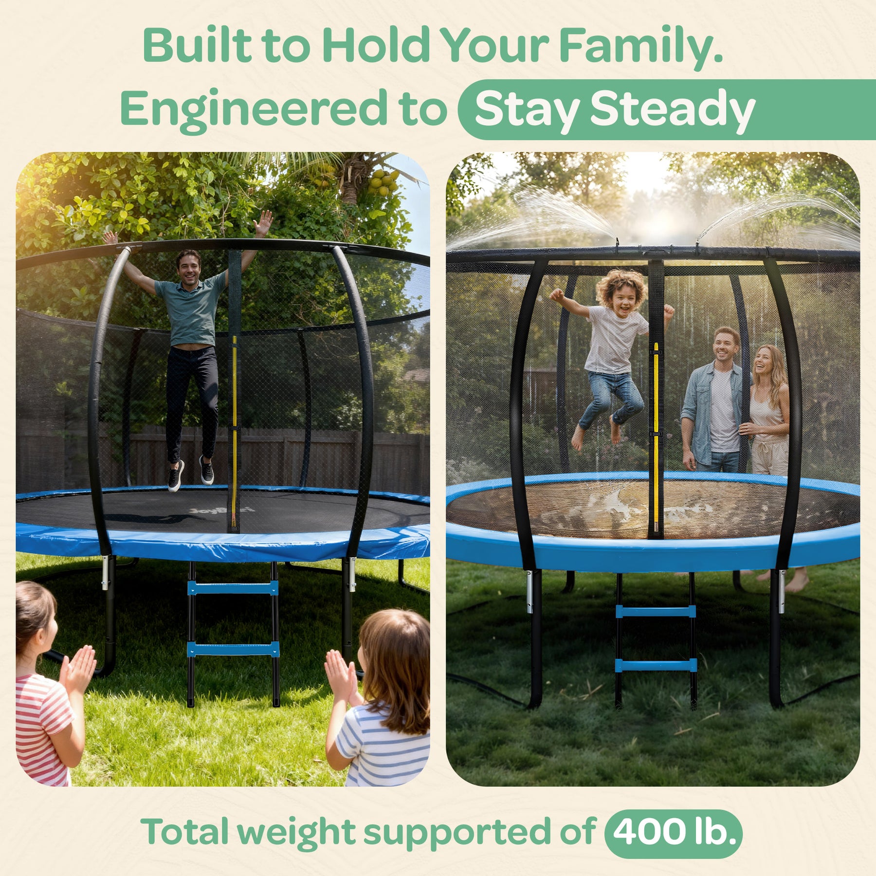 Enclosed Trampoline with LED Lights