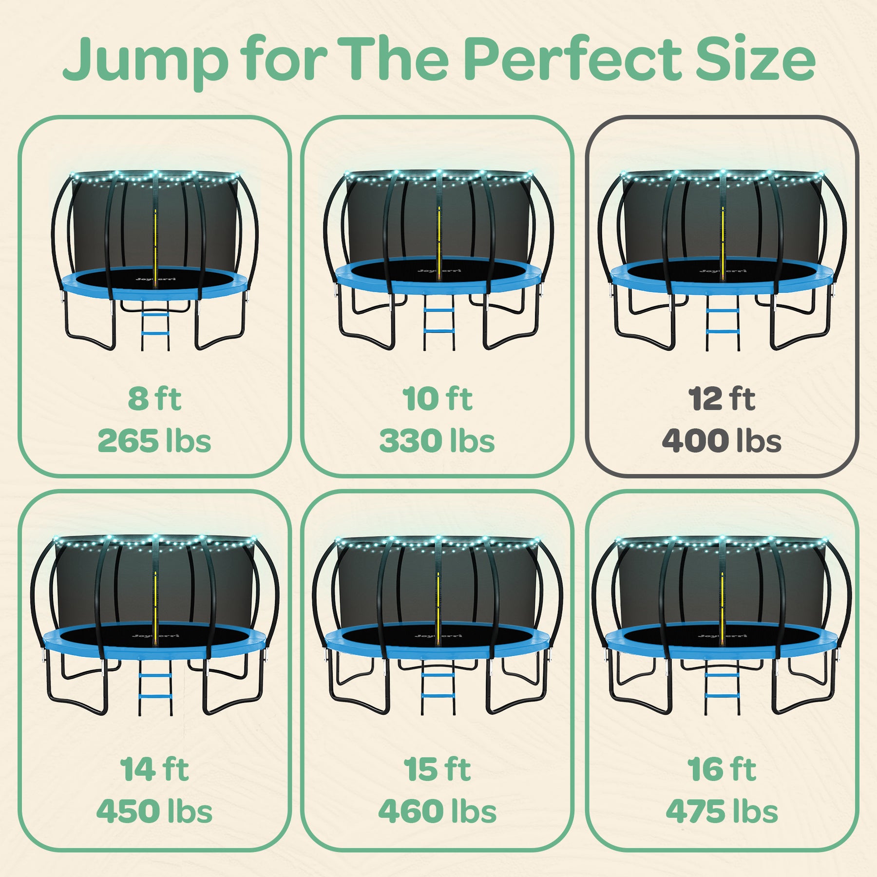 Enclosed Trampoline with LED Lights