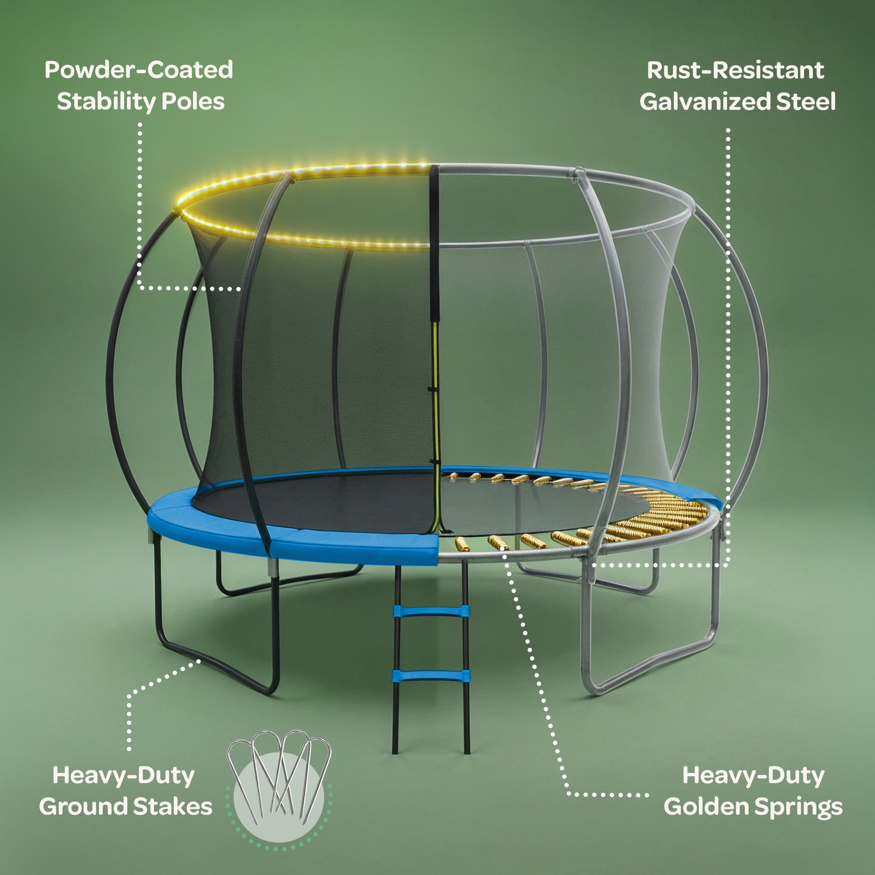 Enclosed Trampoline with LED Lights
