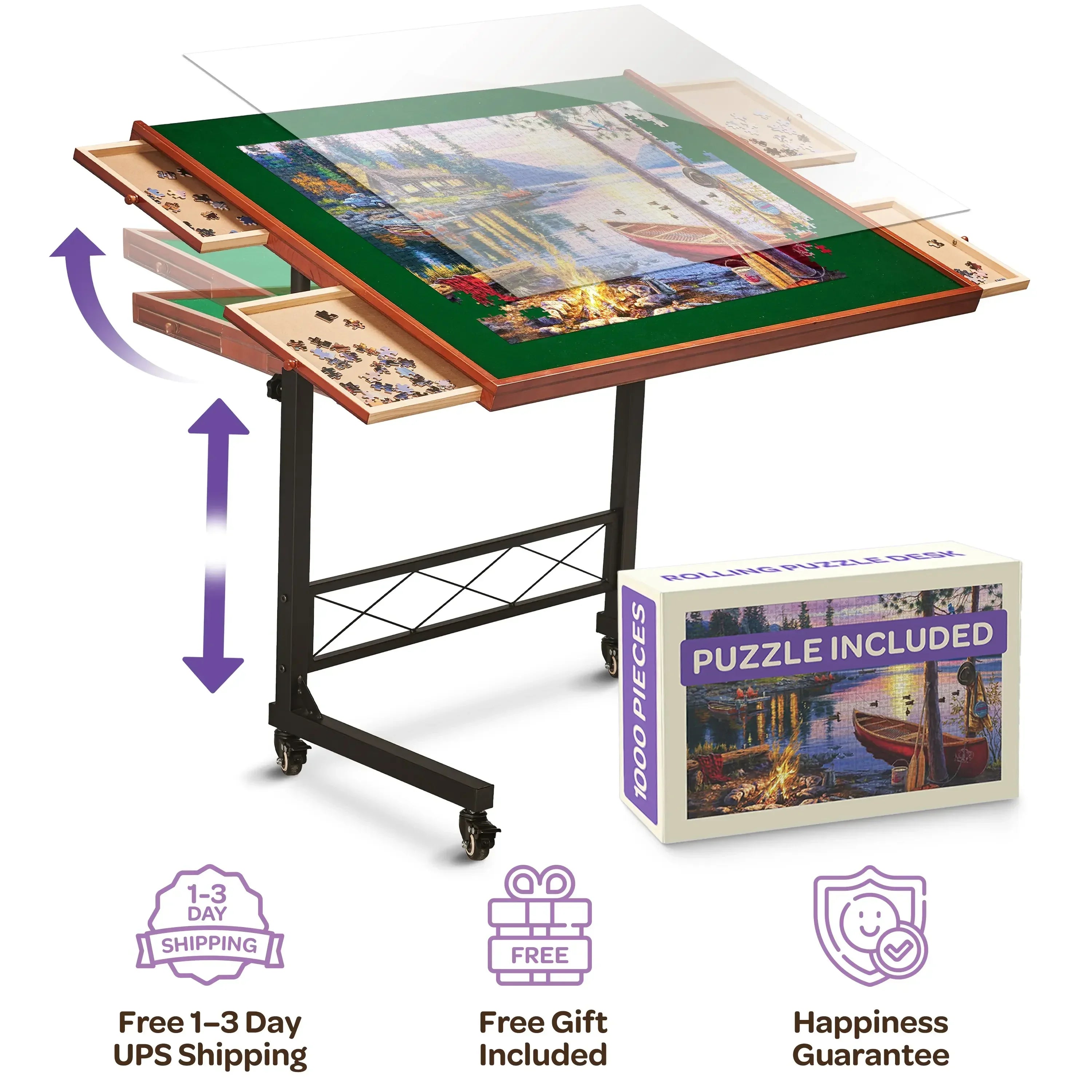 Puzzle Station with Storage & Cover