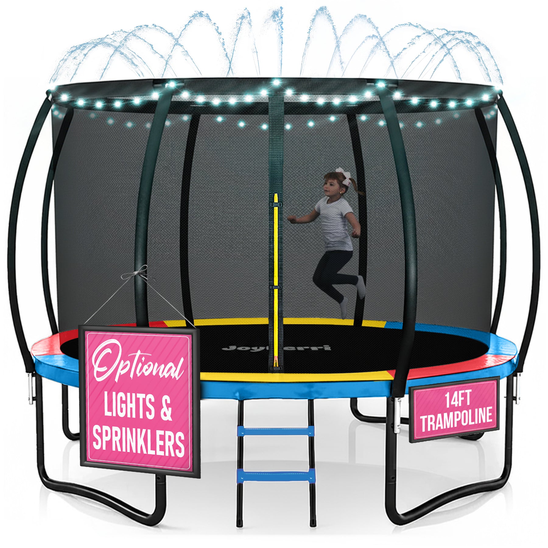 Enclosed Trampoline with LED Lights